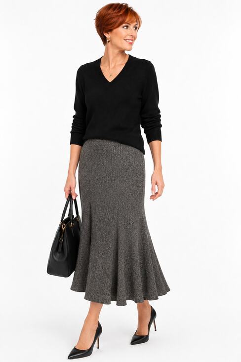 Dress Barn Dresses & Skirts - J205 Dressbarn Womens 20W Gray Tweed Flared Midi Skirt Lined Career Work
